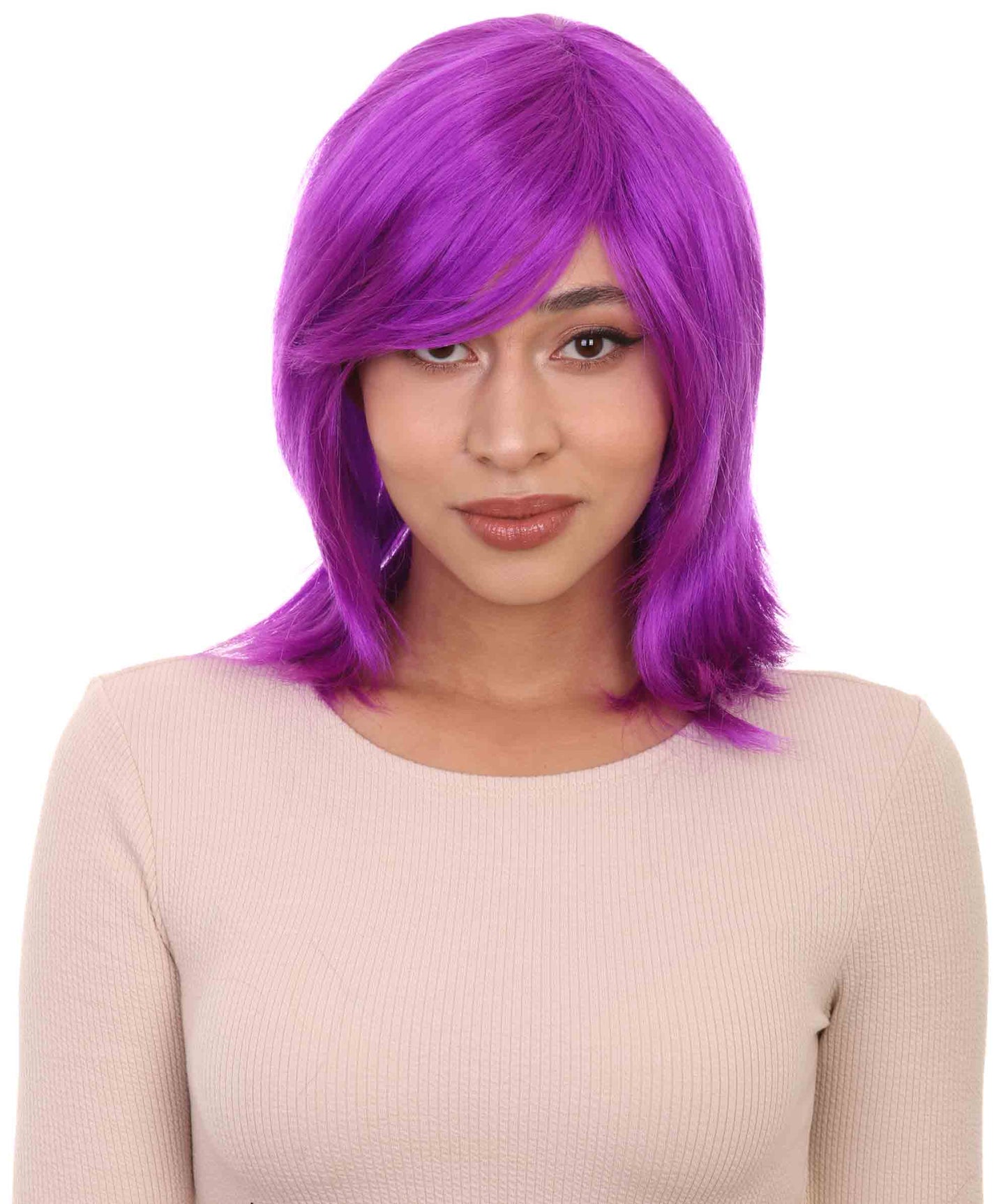 Shoulder Length Bob with Side Bangs Party Wig |  Halloween Wig | Premium Breathable Capless Cap