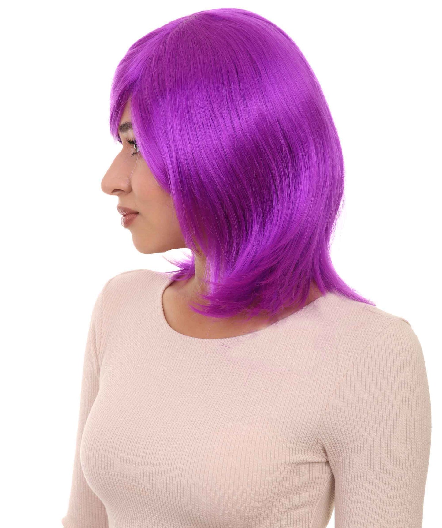 Shoulder Length Bob with Side Bangs Party Wig |  Halloween Wig | Premium Breathable Capless Cap