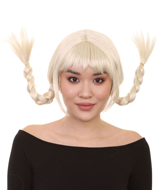 HPO Women Wig for Halloween | Blonde Braided Character Halloween Wig | Premium Breathable Capless Cap