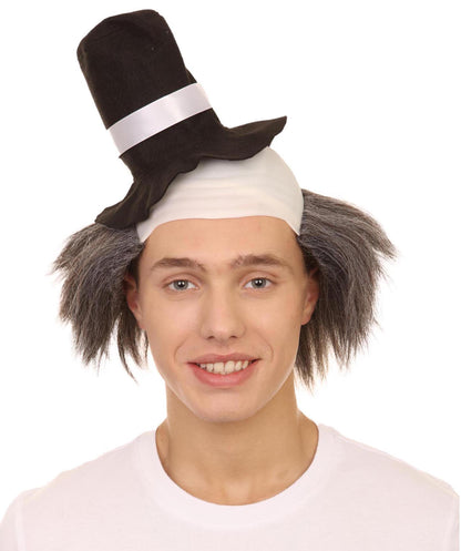 HPO Horror Clown Men's Wig with Hat | Grey Ghost Wig HM-601A