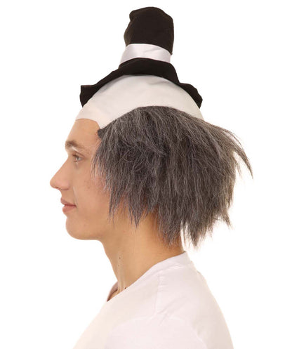 HPO Horror Clown Men's Wig with Hat | Grey Ghost Wig HM-601A