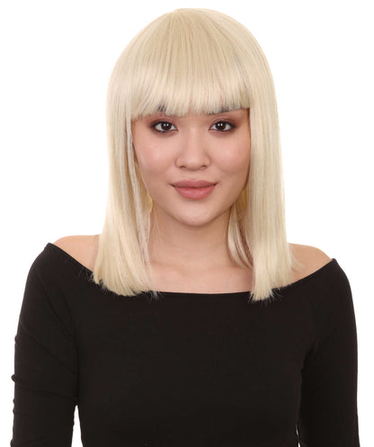 HPO Women's Shoulder Length Bob Wig Collection | Straight Halloween Wig Multiple Color Option | Premium Breathable Capless Cap