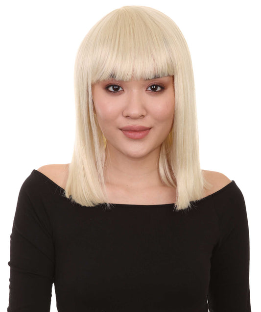 HPO Women's Shoulder Length Bob Wig Collection | Straight Halloween Wig Multiple Color Option | Premium Breathable Capless Cap