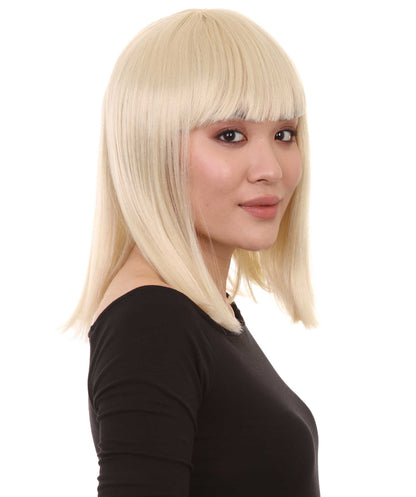 HPO Women's Shoulder Length Bob Wig Collection | Straight Halloween Wig Multiple Color Option | Premium Breathable Capless Cap