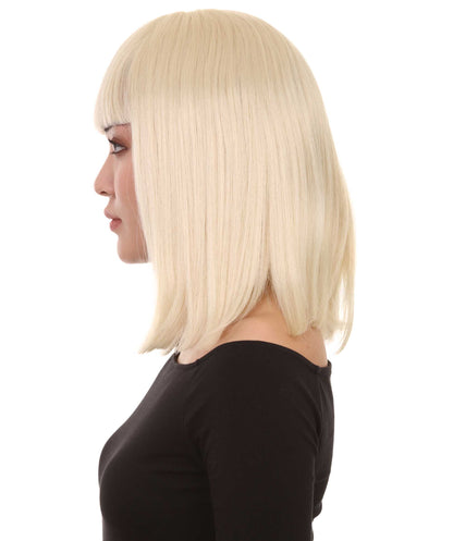 HPO Women's Shoulder Length Bob Wig Collection | Straight Halloween Wig Multiple Color Option | Premium Breathable Capless Cap
