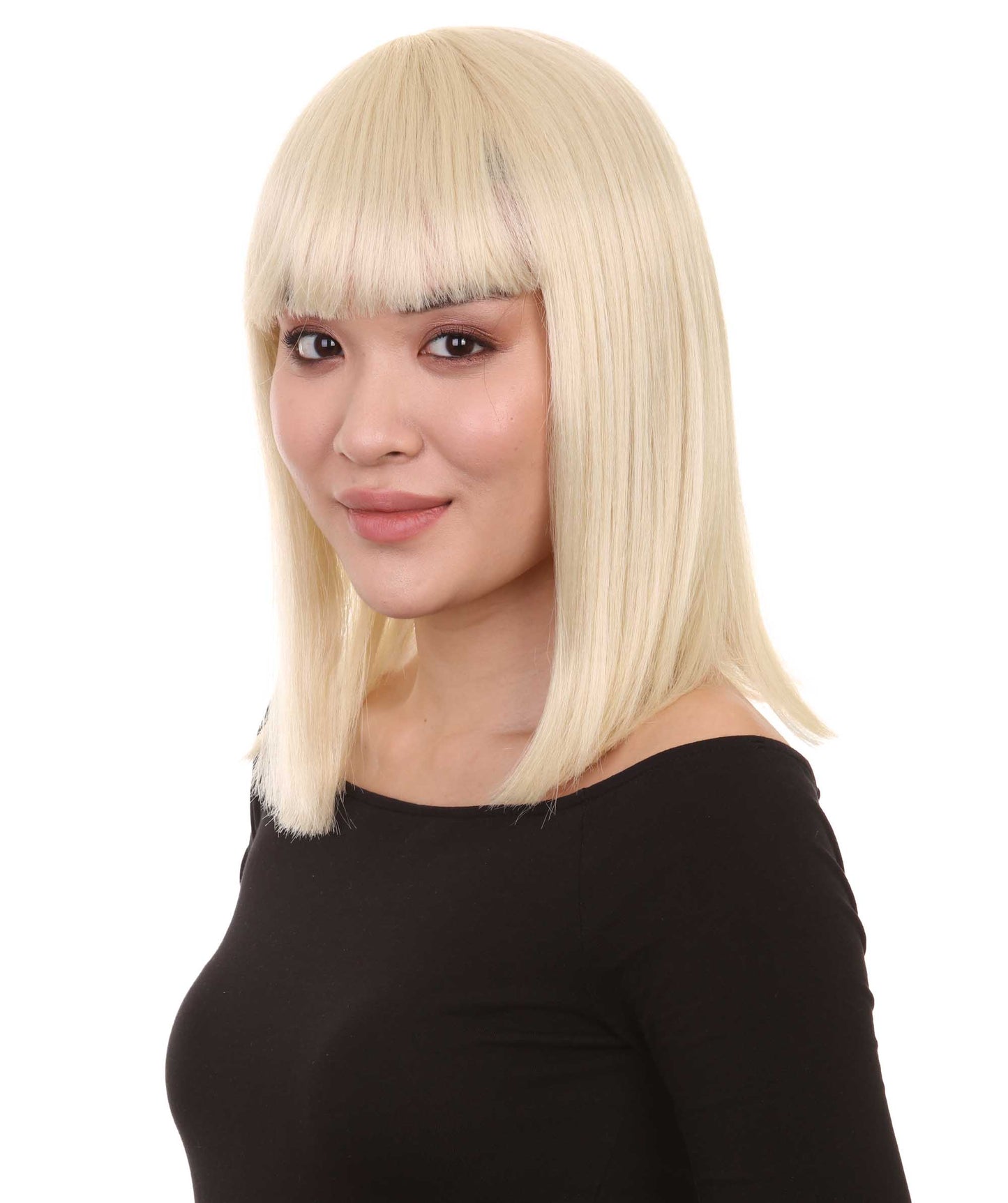 HPO Women's Shoulder Length Bob Wig Collection | Straight Halloween Wig Multiple Color Option | Premium Breathable Capless Cap