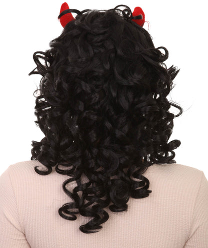 Twin Devil wig | Black Curly Monster Character Halloween Wigs | Premium Breathable Capless Cap