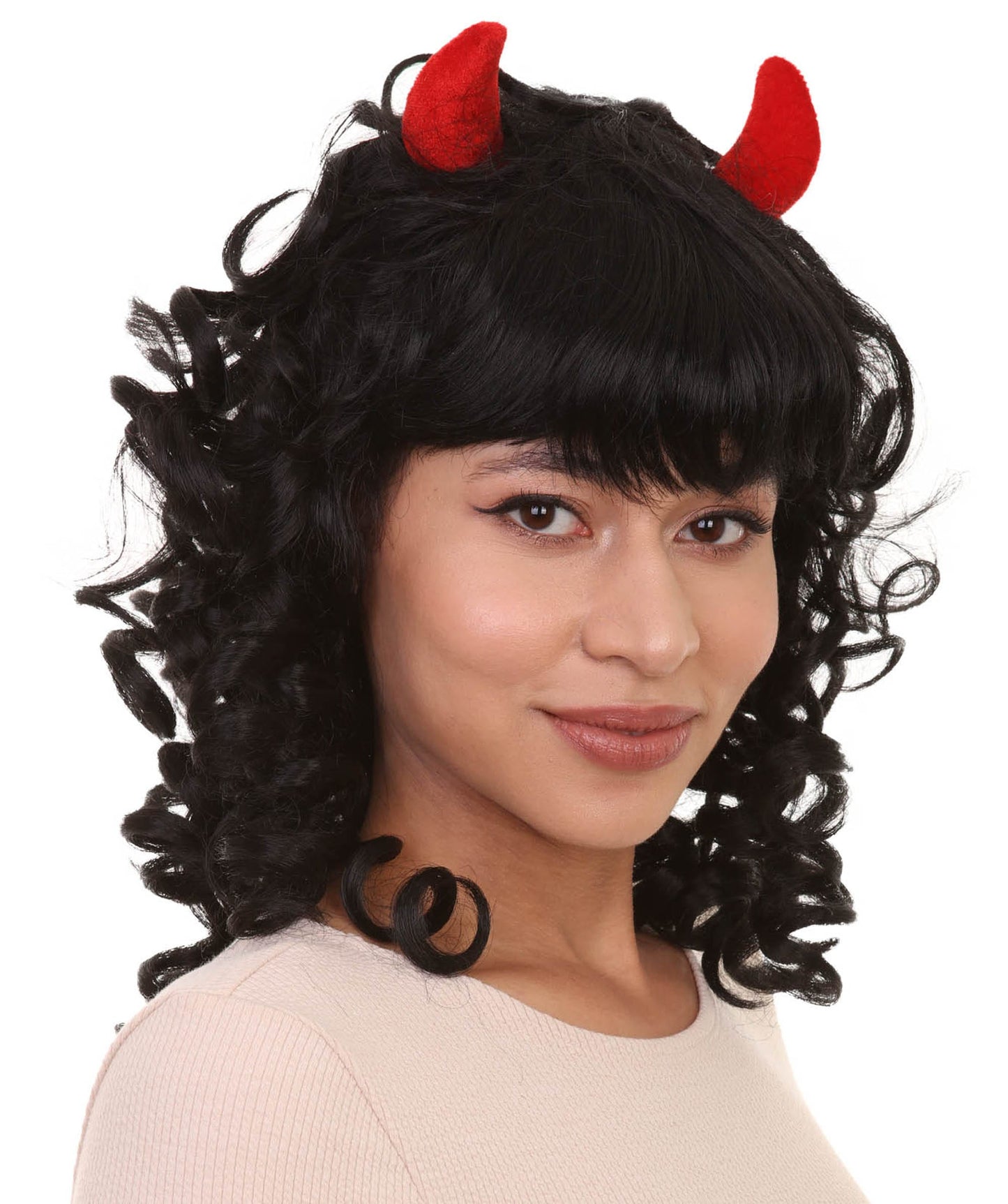 Twin Devil wig | Black Curly Monster Character Halloween Wigs | Premium Breathable Capless Cap