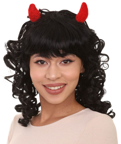 Twin Devil wig | Black Curly Monster Character Halloween Wigs | Premium Breathable Capless Cap