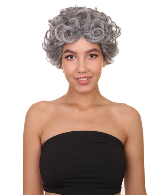 HPO Womens Old Grandma Wig | Character Play Fancy Halloween Wig | Premium Breathable Capless Cap