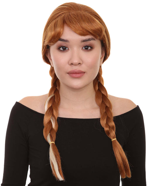 Princess Women Wig | Ginger Long Braided Character Halloween Brown Wig | Premium Breathable Capless Cap