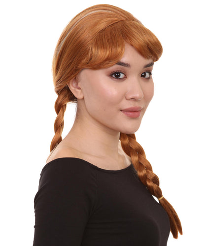 Princess Women Wig | Ginger Long Braided Character Halloween Brown Wig | Premium Breathable Capless Cap