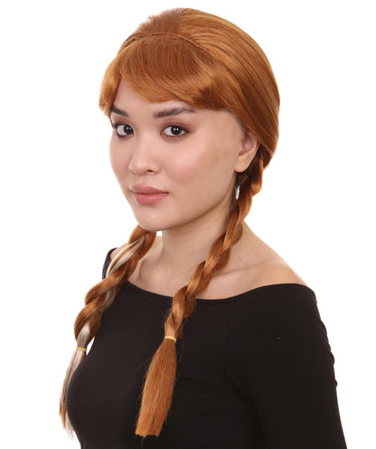 Princess Women Wig | Ginger Long Braided Character Halloween Brown Wig | Premium Breathable Capless Cap