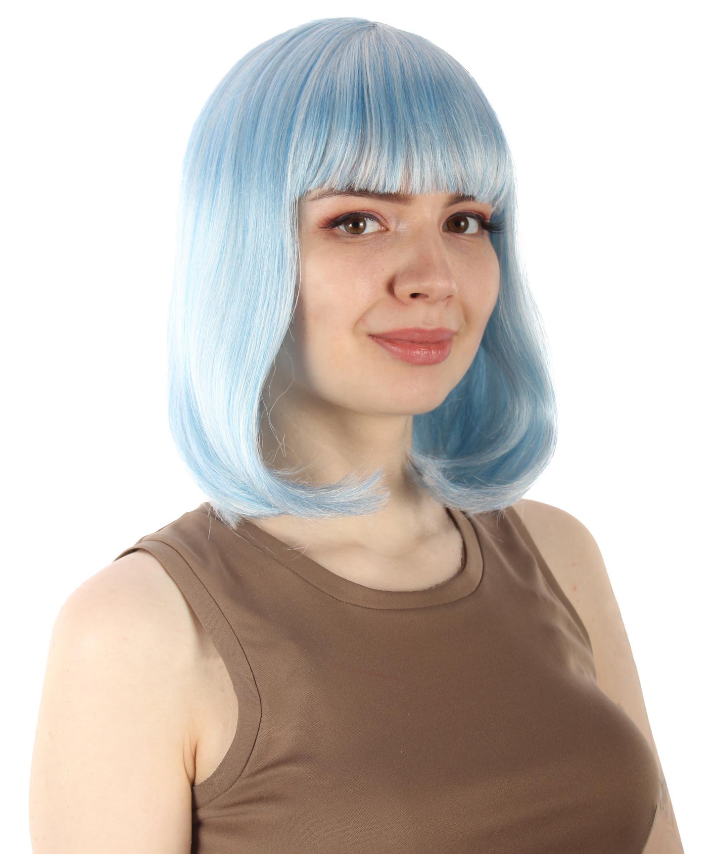HPO Women's Shoulder Length Bob Wig Collection | Straight Halloween Wig Multiple Color Option | Premium Breathable Capless Cap