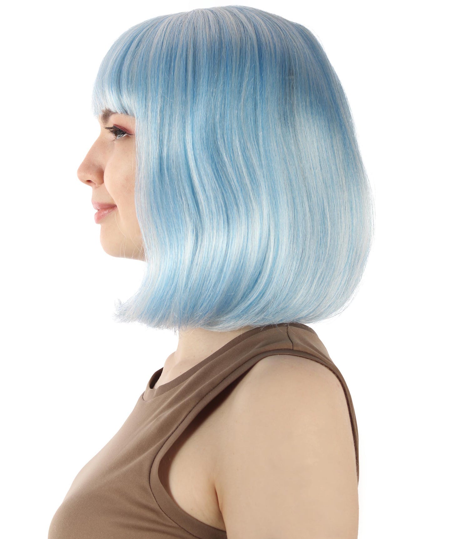 HPO Women's Shoulder Length Bob Wig Collection | Straight Halloween Wig Multiple Color Option | Premium Breathable Capless Cap