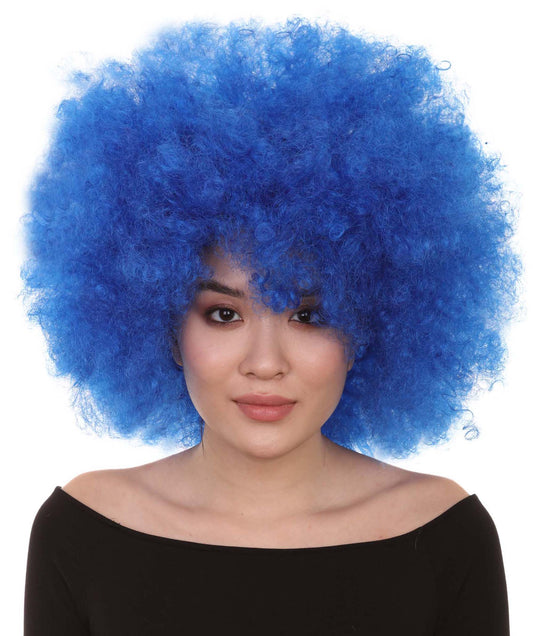 Bubble Lucy Womens Wig | Afro Jumbo Blue Cosplay Halloween Wig | Premium Breathable Capless Cap