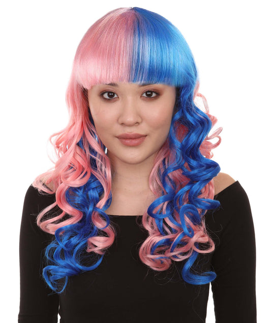 B & W Wig | Pink Sky Curly Halloween Wig | Premium Breathable Capless Cap