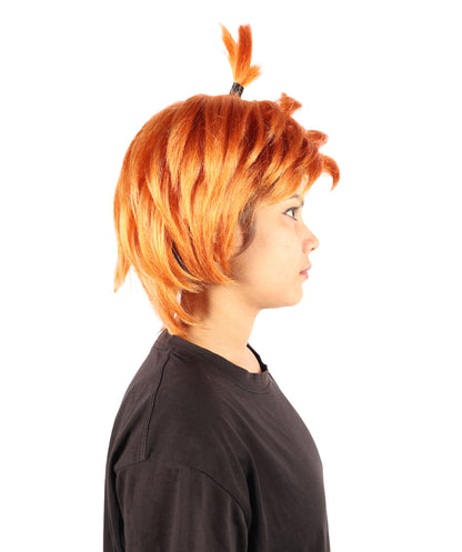 HPO Women’s Spiky Orange Top Knot Wig | Fun and Bold Hairpiece for Unique Looks | Breathable Capless Cap