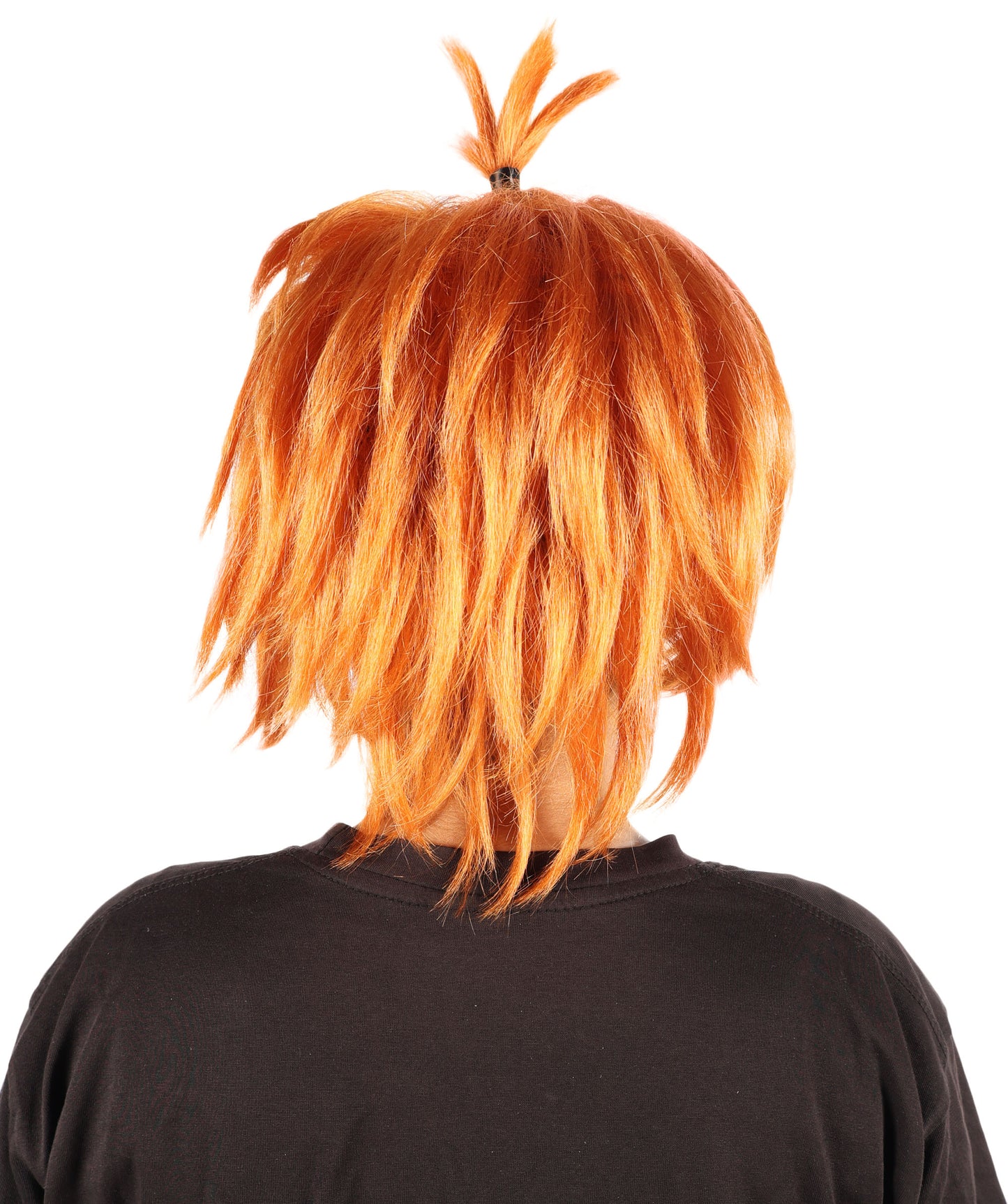 HPO Women’s Spiky Orange Top Knot Wig | Fun and Bold Hairpiece for Unique Looks | Breathable Capless Cap