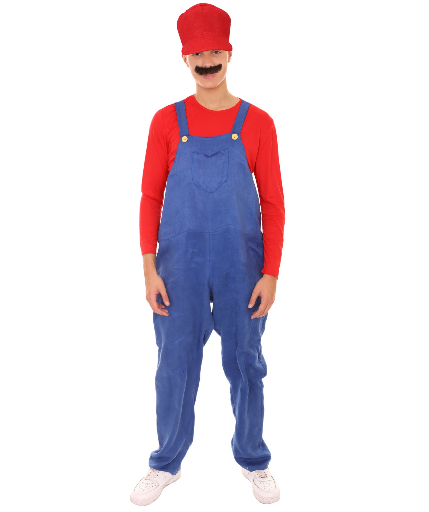 Men's Red 80'S Plumber Costume | Red and Blue Halloween Costume