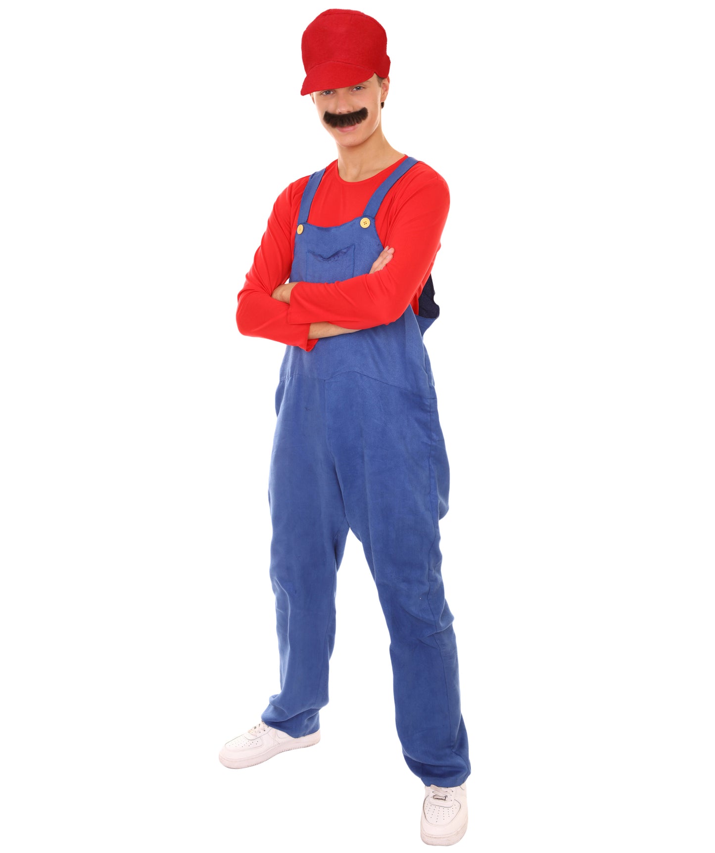 Men's Red 80'S Plumber Costume | Red and Blue Halloween Costume