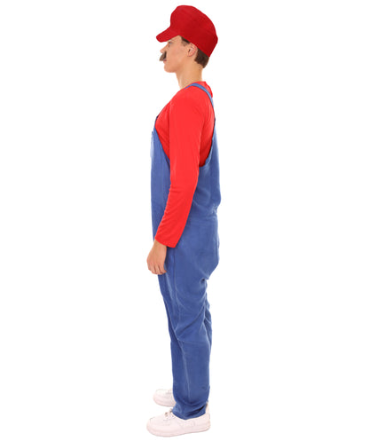 Men's Red 80'S Plumber Costume | Red and Blue Halloween Costume