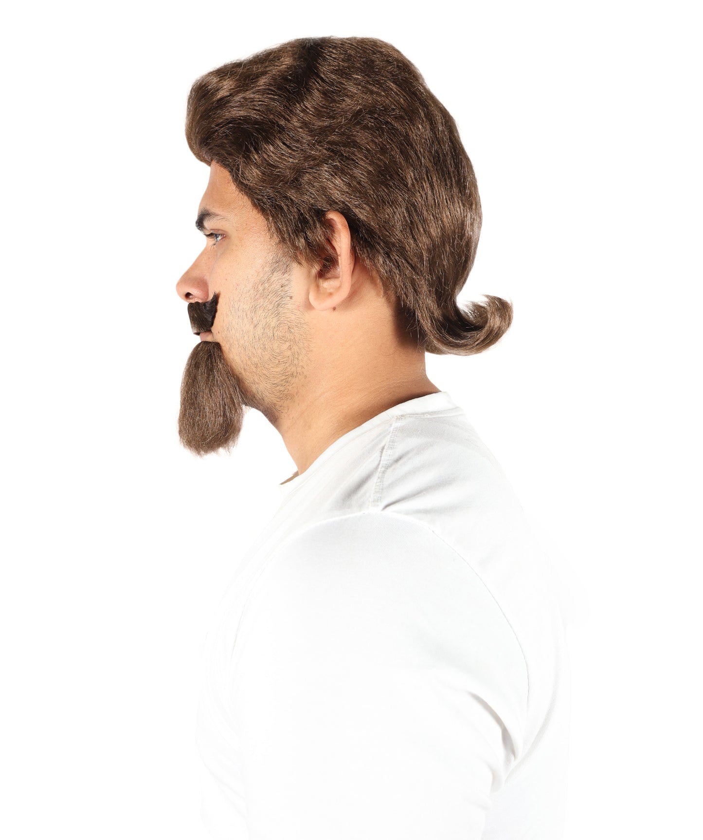 HPO Men’s Wild West Brown Wig Mustache & Beard Set – Rugged Synthetic Hairpiece for Themed Parties