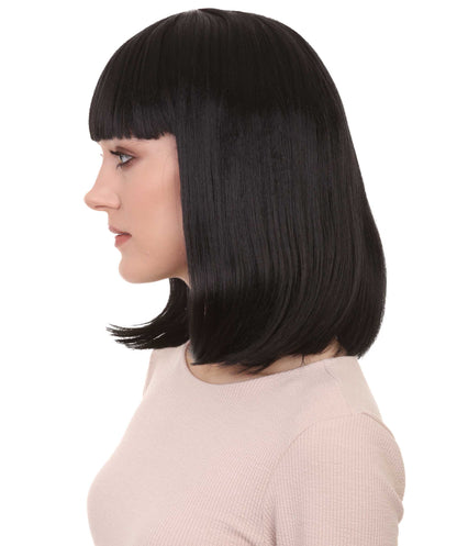 HPO Women's Shoulder Length Bob Wig Collection | Straight Halloween Wig Multiple Color Option | Premium Breathable Capless Cap
