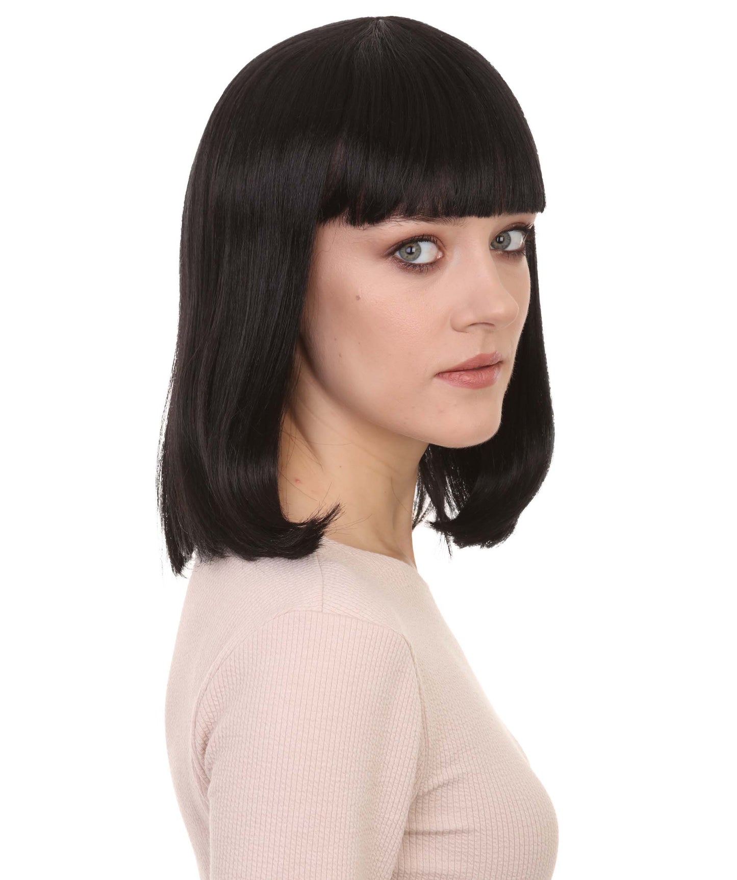 HPO Women's Shoulder Length Bob Wig Collection | Straight Halloween Wig Multiple Color Option | Premium Breathable Capless Cap