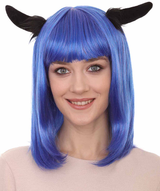 Pico Devil Blue Wig | Monster Character Halloween Wigs | Premium Breathable Capless Cap