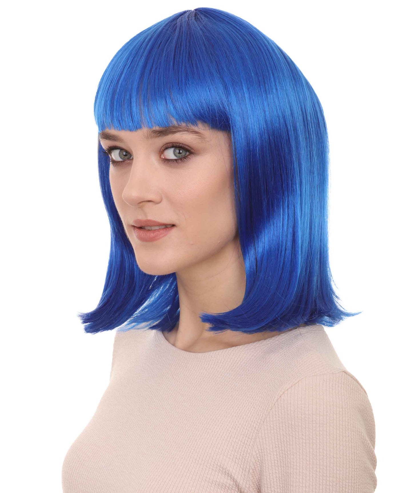 HPO Women's Shoulder Length Bob Wig Collection | Straight Halloween Wig Multiple Color Option | Premium Breathable Capless Cap
