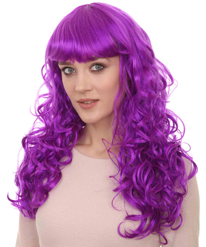 HPO Women's Wig for Fancy Anti-Hero Girl | Long Curly Party Ready Fancy Halloween Wigs | Premium Breathable Capless Cap