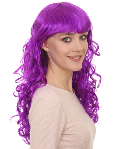 HPO Women's Wig for Fancy Anti-Hero Girl | Long Curly Party Ready Fancy Halloween Wigs | Premium Breathable Capless Cap