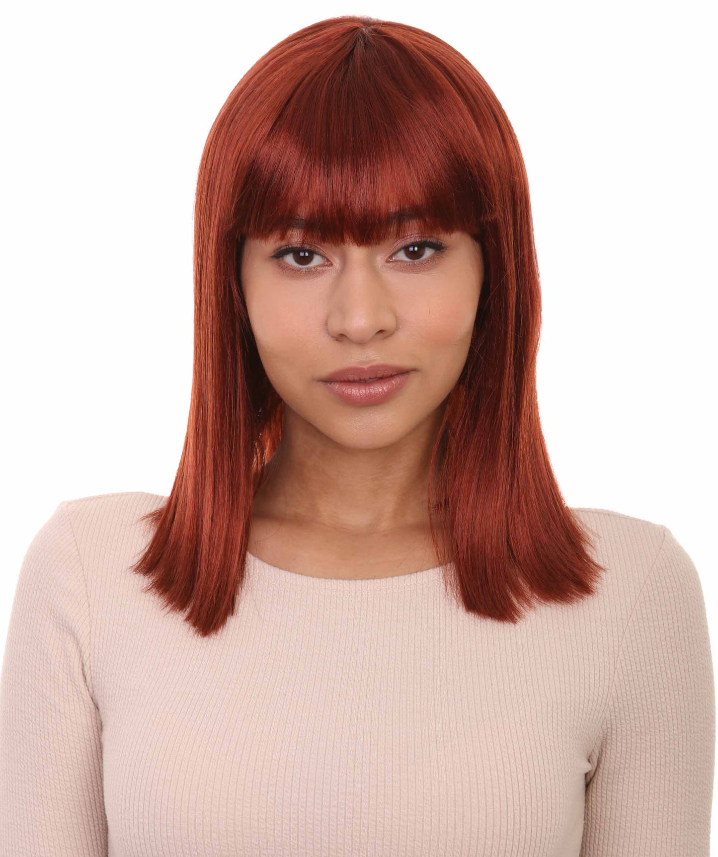 HPO Women's Shoulder Length Bob Wig Collection | Straight Halloween Wig Multiple Color Option | Premium Breathable Capless Cap