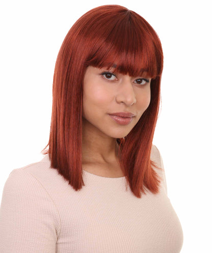 HPO Women's Shoulder Length Bob Wig Collection | Straight Halloween Wig Multiple Color Option | Premium Breathable Capless Cap