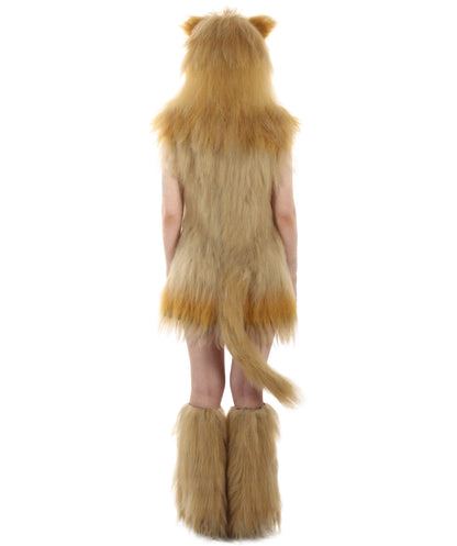 Tan Lion Costume with Fir Boots (Bundle)- Long Synthetic Fibers Orange Color
