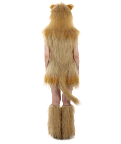 Tan Lion Costume with Fir Boots (Bundle)- Long Synthetic Fibers Orange Color