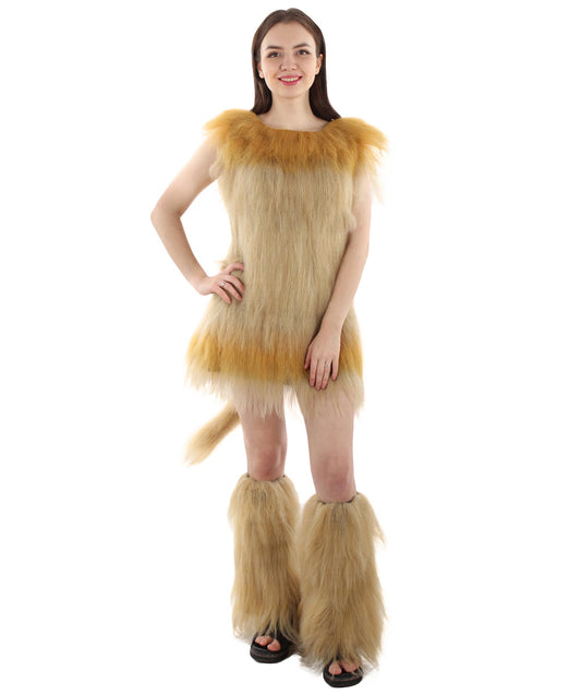 Orange and Tan Lion Costume with Fir Boots  - Long Synthetic Fibers