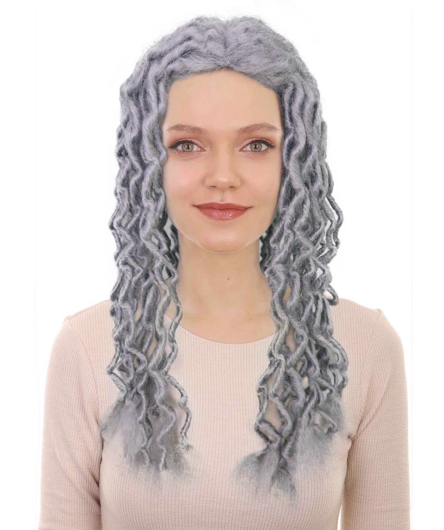 Unisex Gray Crinkle Dreads Wig | Synthetic Hair for Halloween & Costume Parties | Breathable Capless Cap