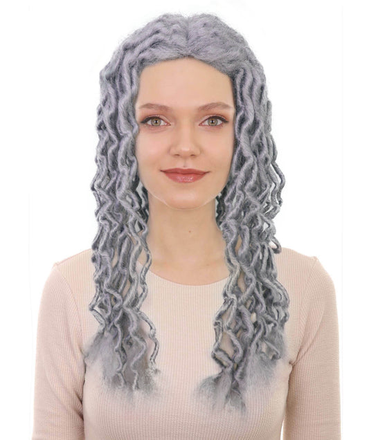 Unisex Gray Crinkle Dreads Wig | Synthetic Hair for Halloween & Costume Parties | Breathable Capless Cap