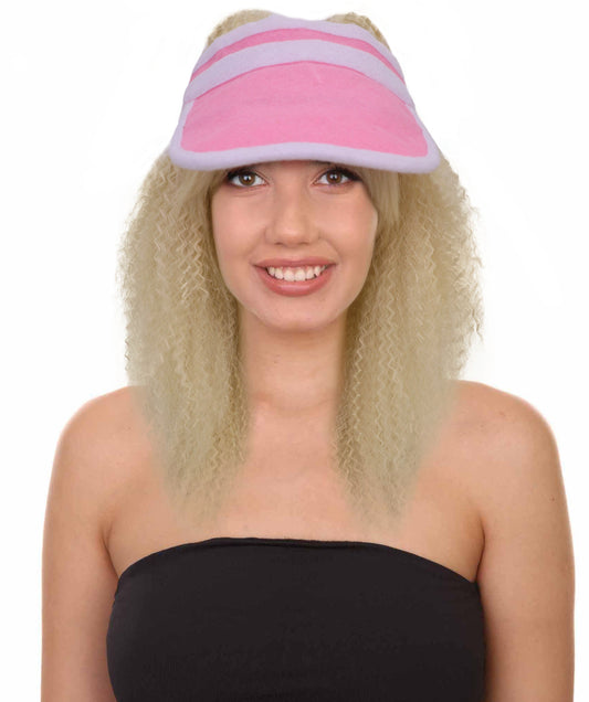 Poker Visor Wig with Blonde Cap for Adults – Party Hair Accessory for Casino Night & Theme Parties