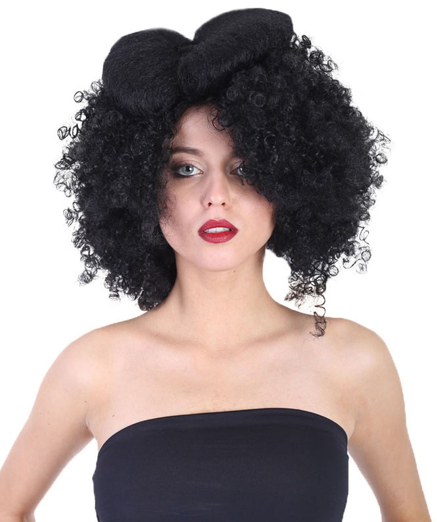 HPO Women's Jumbo Afro Small Bow Wigs Collections | Super Size Halloween Wigs | Premium Breathable Capless Cap