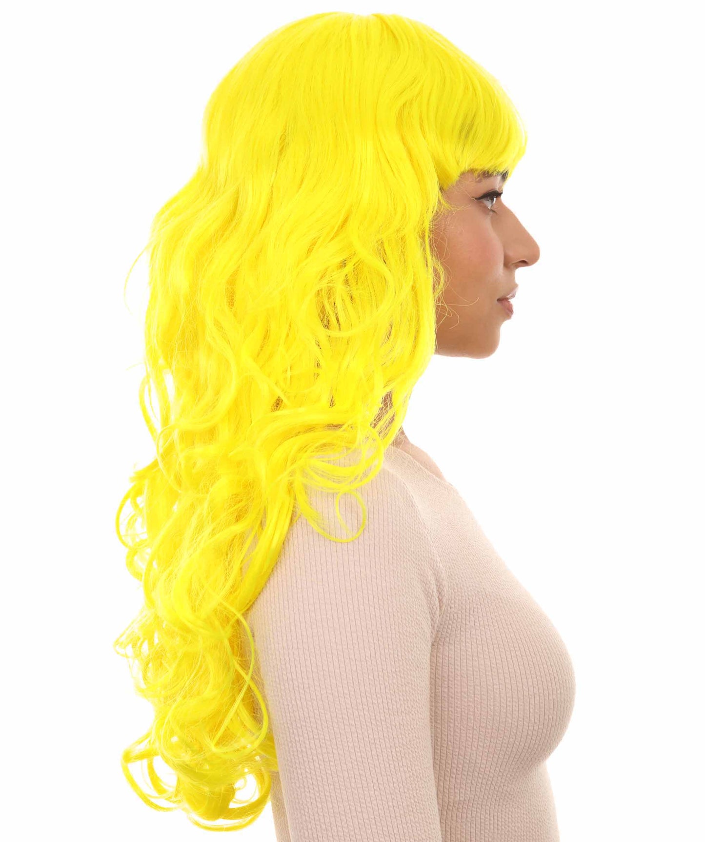 HPO Women's Wig for Fancy Anti-Hero Girl | Long Curly Party Ready Fancy Halloween Wigs | Premium Breathable Capless Cap