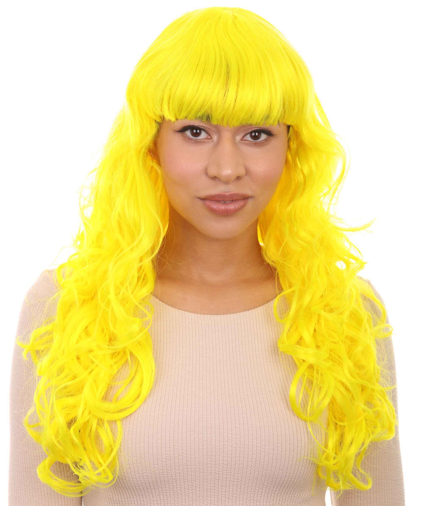 HPO Women's Wig for Fancy Anti-Hero Girl | Long Curly Party Ready Fancy Halloween Wigs | Premium Breathable Capless Cap