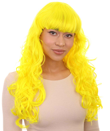 HPO Women's Wig for Fancy Anti-Hero Girl | Long Curly Party Ready Fancy Halloween Wigs | Premium Breathable Capless Cap