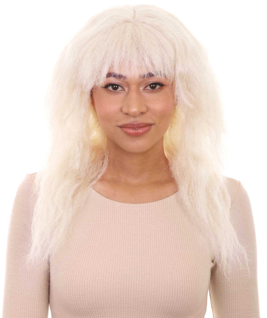 HPO Women’s Female Super Villian White Fuzzy Long Wig
