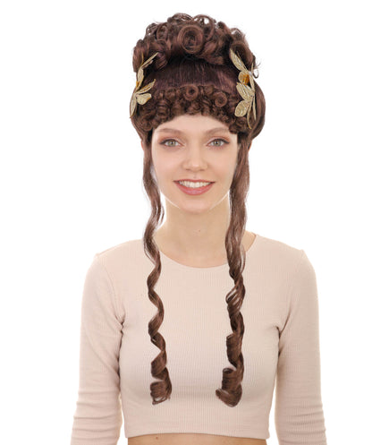 Women's Laurel Leaf Headpiece with Gold Wig | Roman & Greek Goddess-Inspired Accessory for Halloween & Themed Events | Premium Synthetic Hair with Adjustable Fit