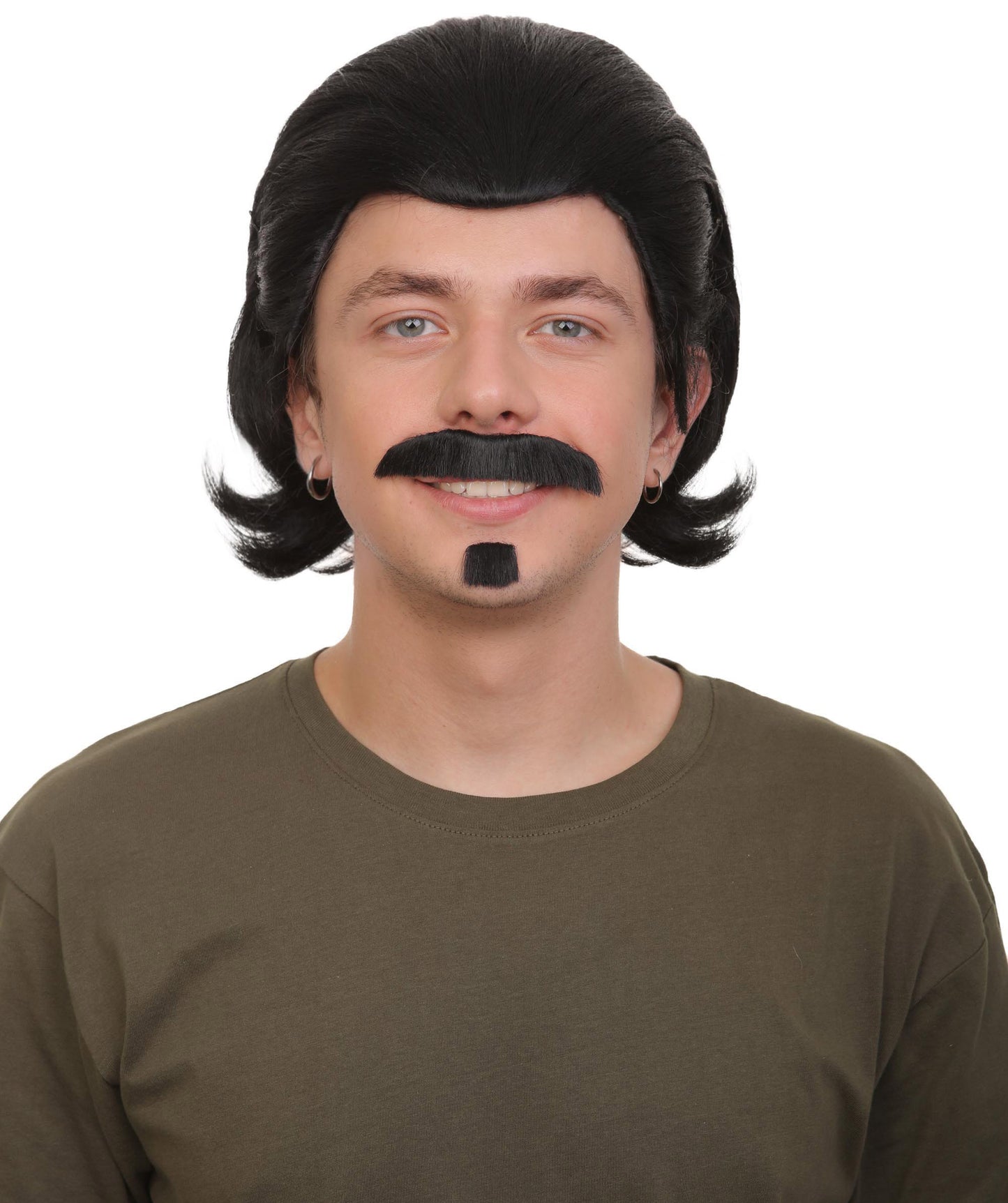 Men's Black Slick Back Dutch Van Der Linde Wig – Red Dead Redemption Inspired Costume Wig for Cosplay & Halloween – Realistic Long Curly Slick Back Hair Wig for Men