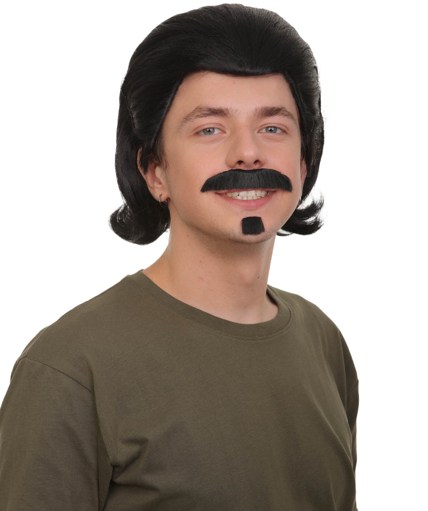 Men's Black Slick Back Dutch Van Der Linde Wig – Red Dead Redemption Inspired Costume Wig for Cosplay & Halloween – Realistic Long Curly Slick Back Hair Wig for Men