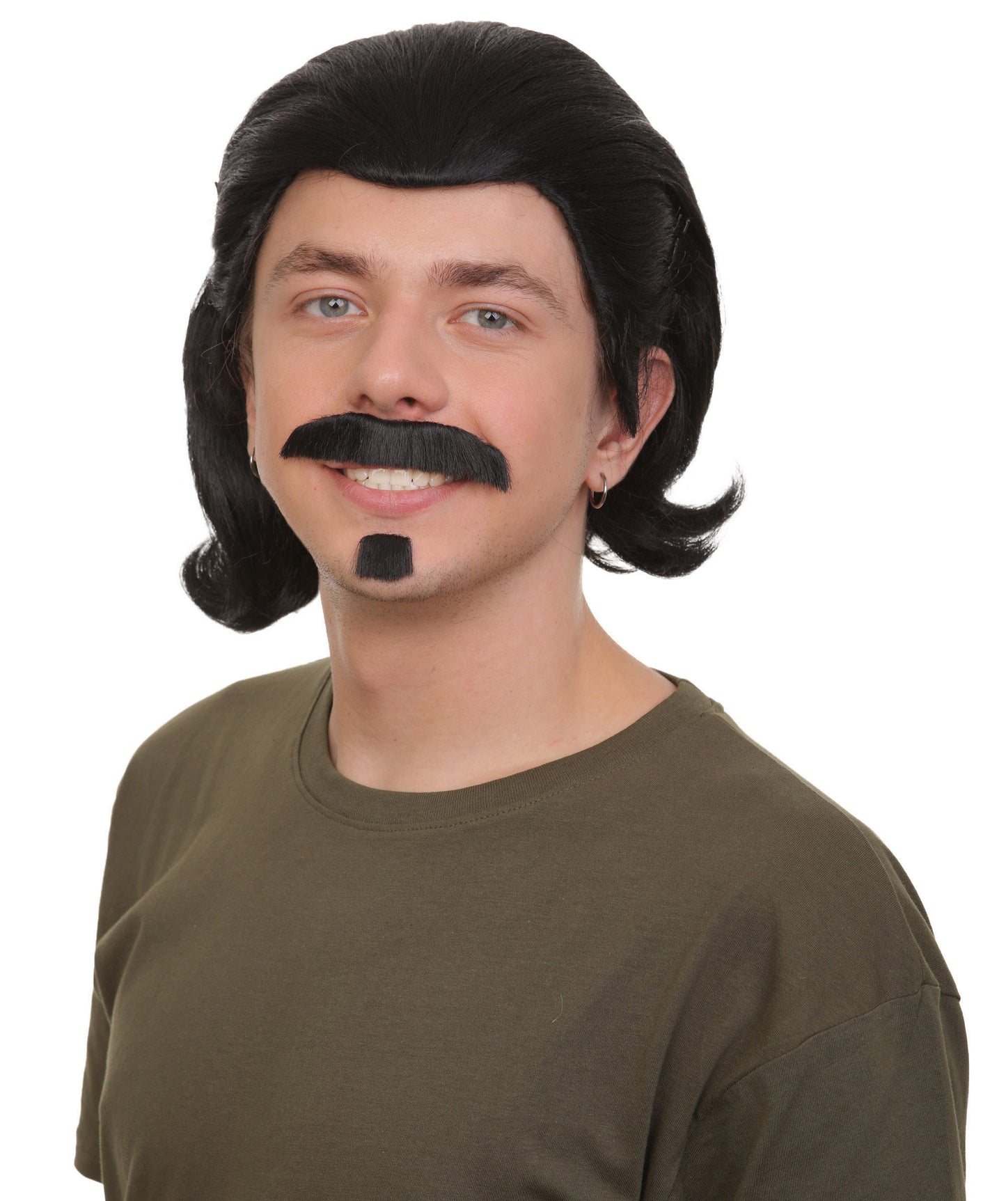 Men's Black Slick Back Dutch Van Der Linde Wig – Red Dead Redemption Inspired Costume Wig for Cosplay & Halloween – Realistic Long Curly Slick Back Hair Wig for Men